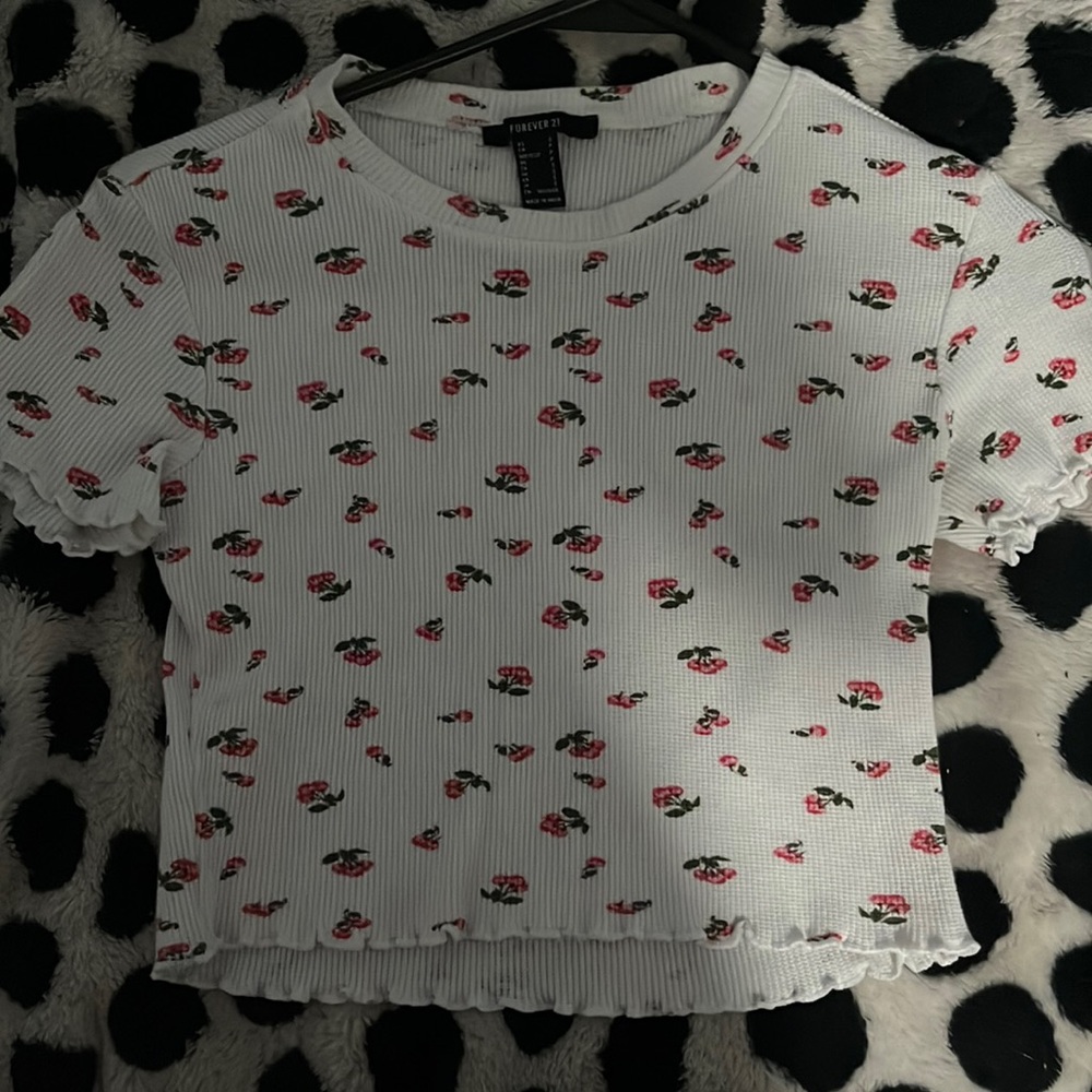 Forever 21 white flowered Baby Tee